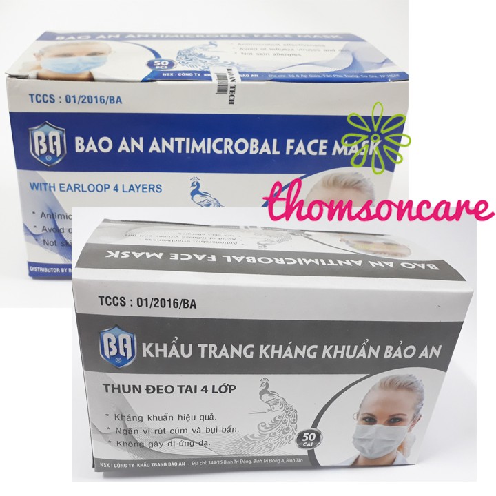 Khẩu Trang y tế 4 lớp Than Hoạt Tính Bảo An 50 Cái