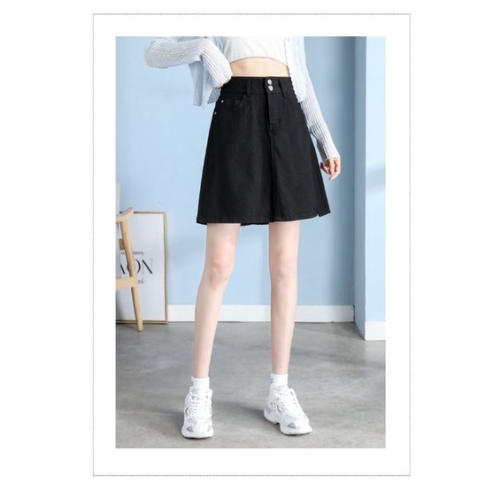 Chân Váy Chữ A Cạp Cao Phong Cách Đơn Giản Hai Cúc Tạo Điểm Nhấn