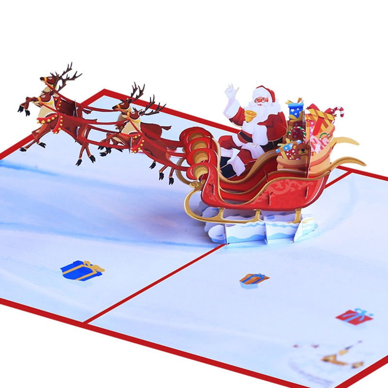 Thiệp Giáng Sinh Nổi 3D Hình Tuần Lộc Xinh Xắn Thẻ
