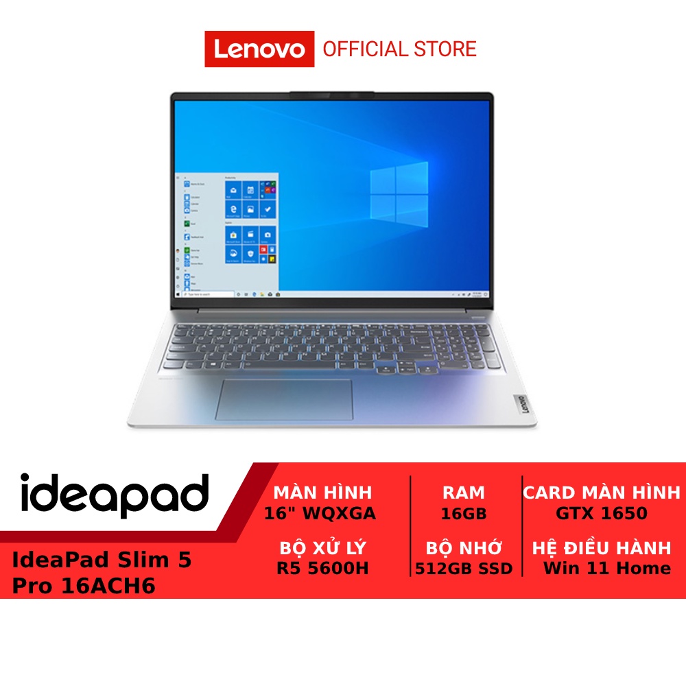 Laptop Lenovo IdeaPad Slim 5 Pro 82L500WKVN R5-5600H|16.0''|16GB|512GB|GTX1650|W11