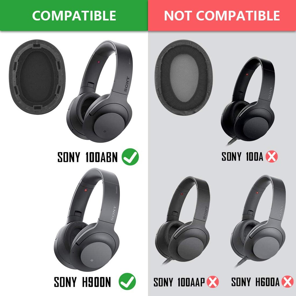 Đệm bọc đầu tai nghe bằng cao su non mềm phối da thay thế cho Sony MDR-100ABN WH-H900N