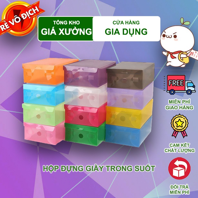 Combo 30 Hộp Đựng Giày Trong Suốt Màu Sắc Đa Dạng