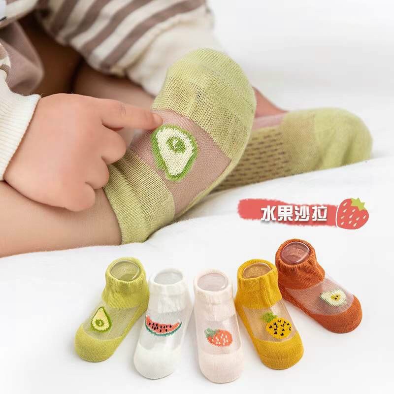 Vớ lưới hè mỏng Robibabi (set 5) nhiều mẫu hoa quả, khủng long, hình thú