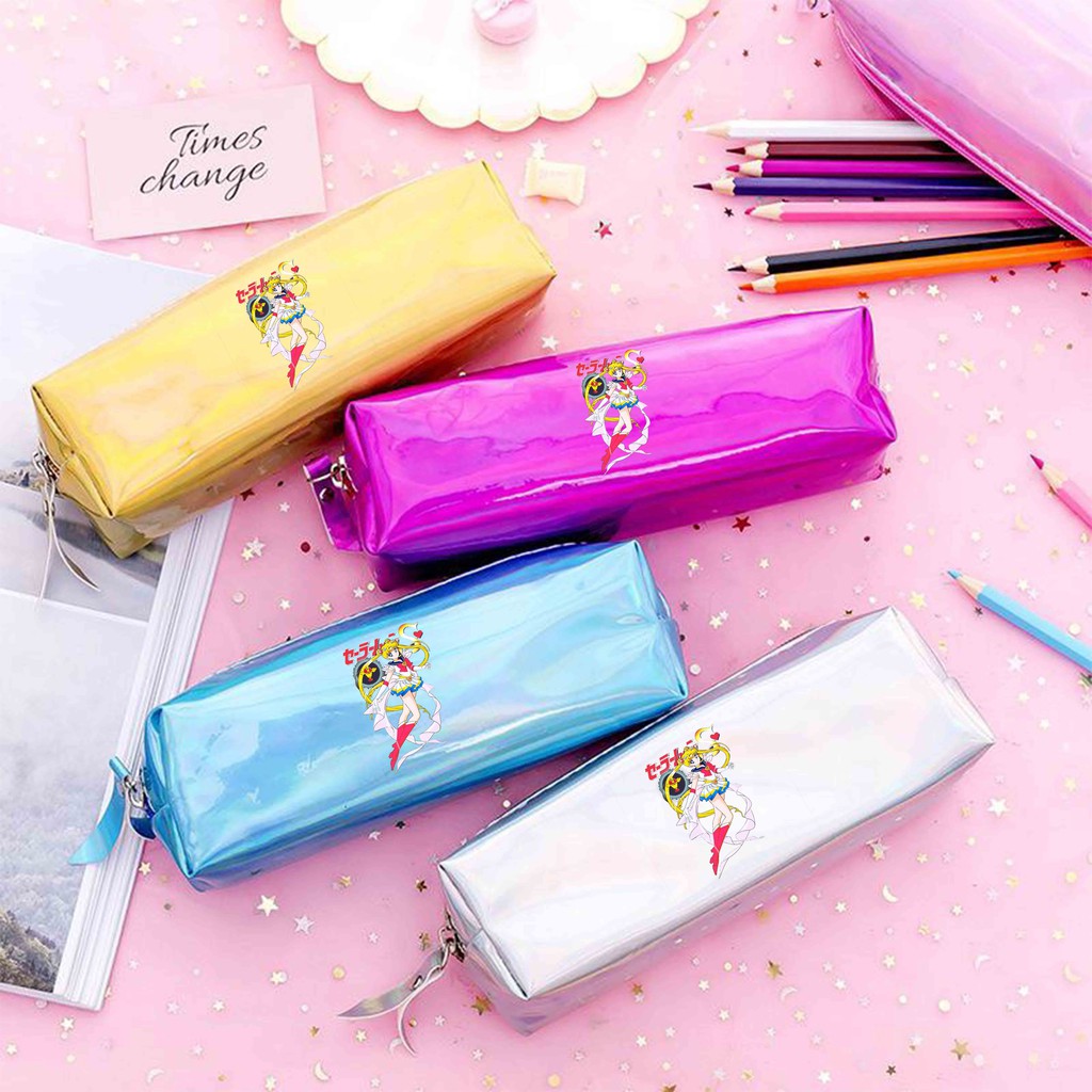Hộp túi đựng bút hologram NHŨ in hình Cardcaptor Sakura Thủ Lĩnh Thẻ Bài Sailor Moon Thủy Thủ Mặt Trăng anime chibi