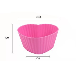 Khuôn bánh cupcake muffin silicon hình trái tim 7cm