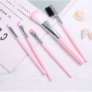 Bộ Cọ Trang Điểm 5 Món Tiện Lợi Màu Hồng