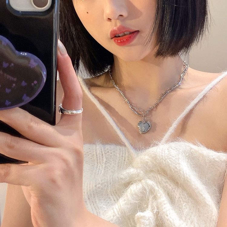 Vòng cổ Nhiều Lớp Đính Đá Pha Lê Hình Trái Tim
