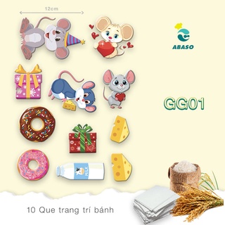 Que hoạt hình 12 con giáp trang trí bánh kem - Mẫu Con Chuột