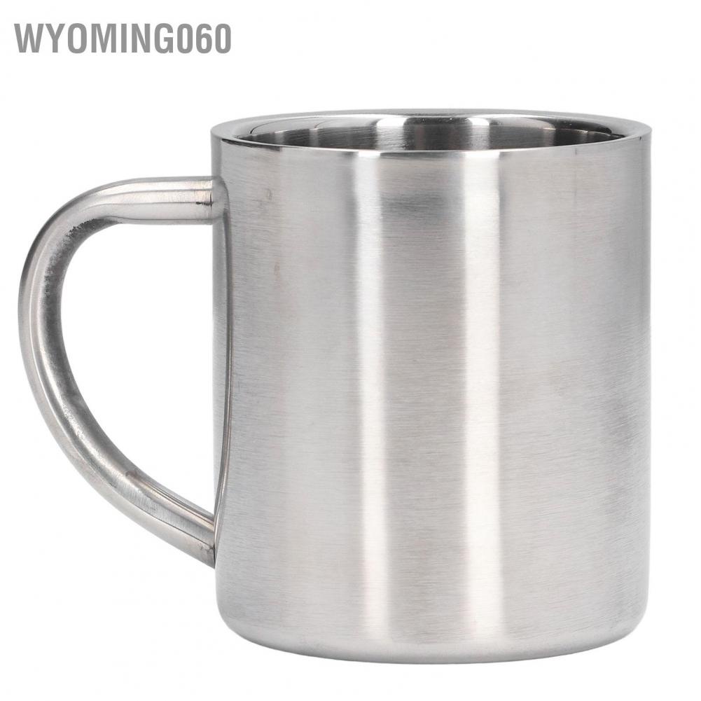 Wyoming060 220ML Stainless Steel Mugs Easy to Clean Double Walled Coffee with Comfortable Handle for Office Student Children