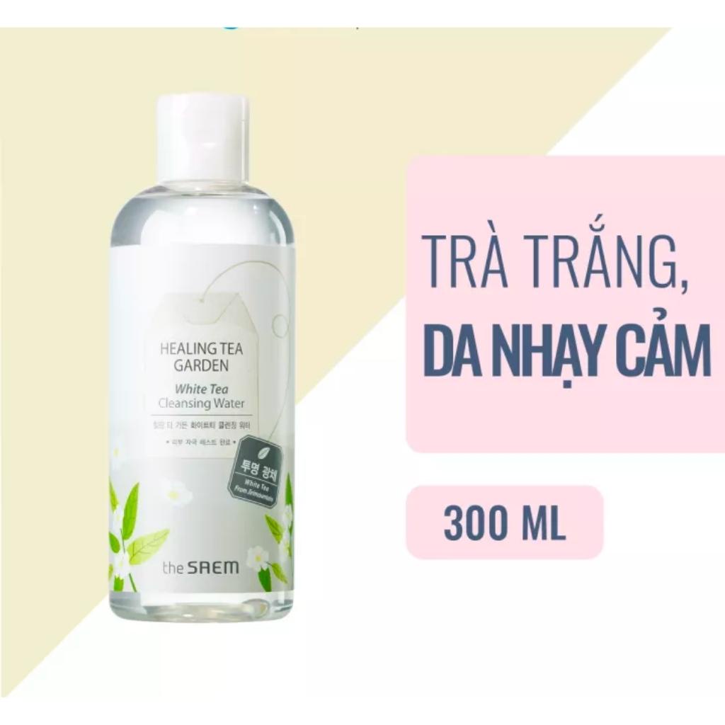 Nước Tẩy Trang Làm Sạch, Dưỡng Da Chiết Xuất Trà Trắng The Saem Healing Tea Garden White Tea Cleansing Water 300ml
