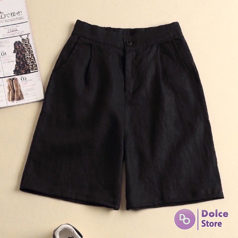 Quần short đũi cạp chun giả cúc Dolce