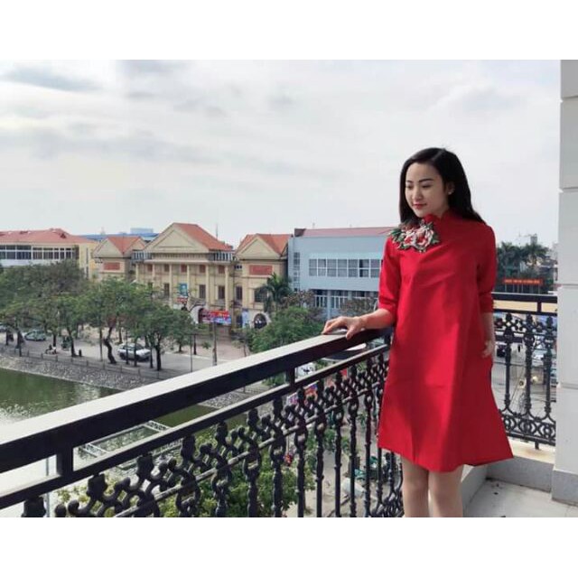 Áo dài gấm đắp hoa thêu nổi cực đẹp loại 1❤️ freeship cho đơn trên 250k❤️