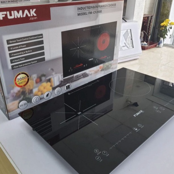 Bếp Từ Đôi, Bếp Hồng ngoại Fumak FM-CF2000 công suất 2000W mỗi bên, BẢO HÀNH 18 THÁNG