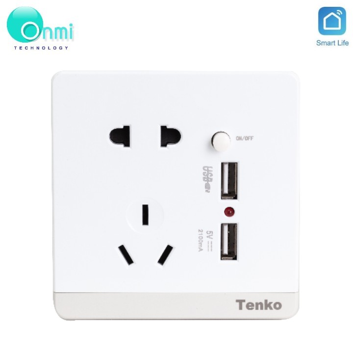 Bán sỉ - Ổ cắm điện 3 chấu chống giật tích hợp 2 cổng USB hàng TENKO - ONMI.VN chính hãng.