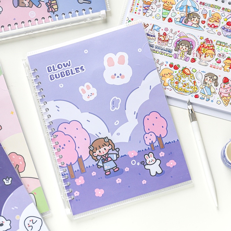 Sổ chiết sticker hình dán washitape size A5, B5 60 trang bìa sổ còng lò xo tháo lắp dễ dàng tiện lợi Tẻn Tẻn