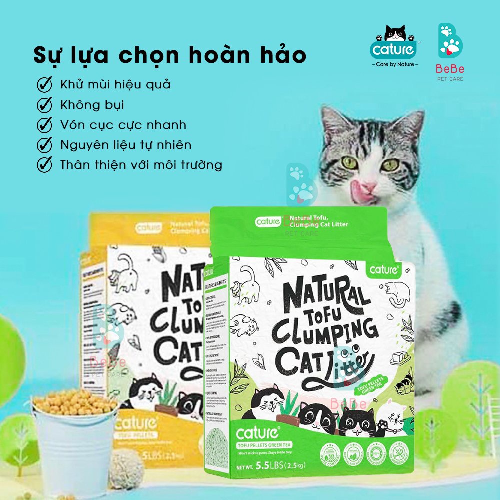 Cát Đậu Nành CATURE TOFU Siêu Thơm Siêu Vón - Cát Hữu Cơ Xả Được Toilet