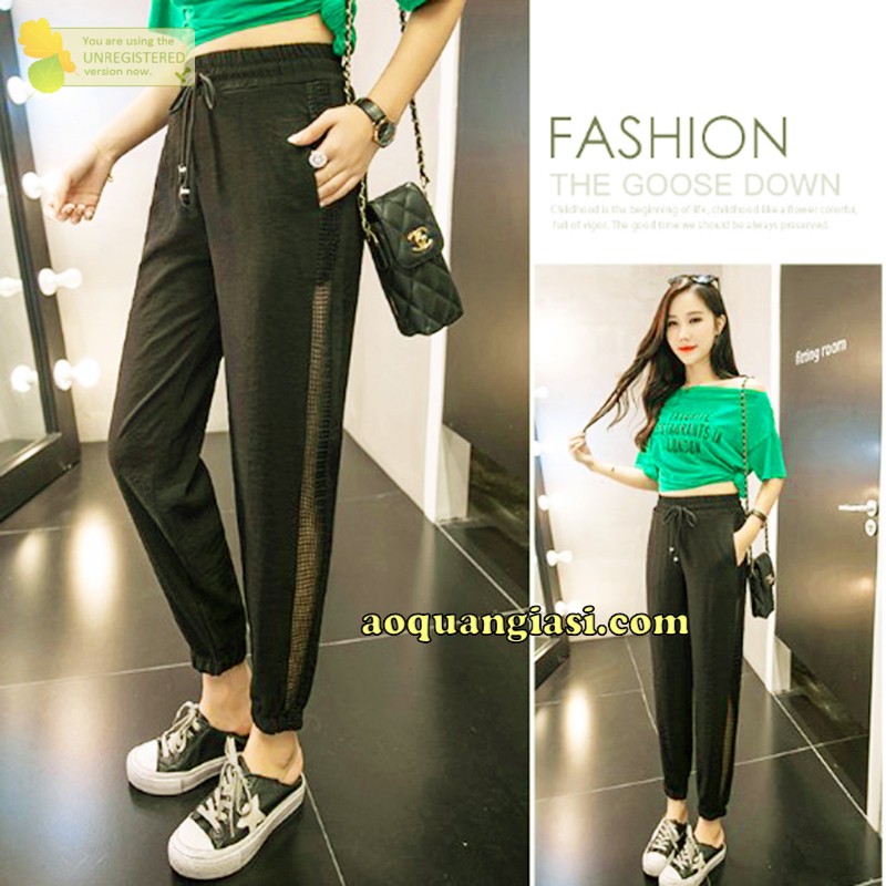 Quần đũi phối lưới Đen MT445