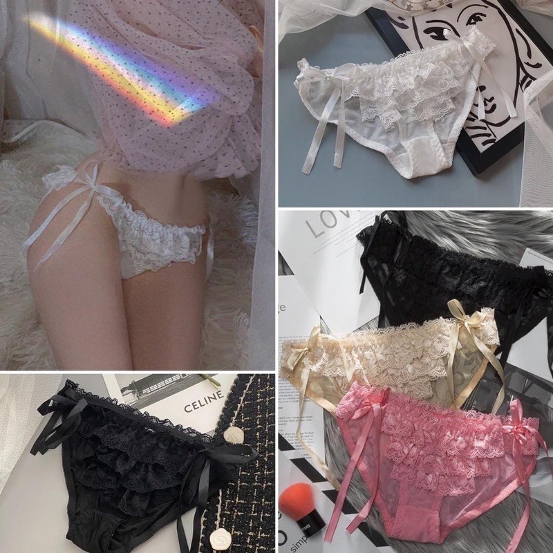 Quần lót ren nữ Sexy iBRA's STORE cột dây Đồ lót cotton thoáng khí gợi cảm i47