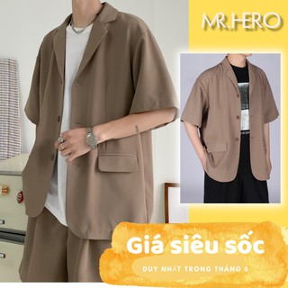 Áo Blazer Nam Tay Ngắn Form Dáng Rộng  BZ14 Túi Nắp Áo Khoác Nhẹ Mùa Hè Phong Cách Hàn Quốc MrHero