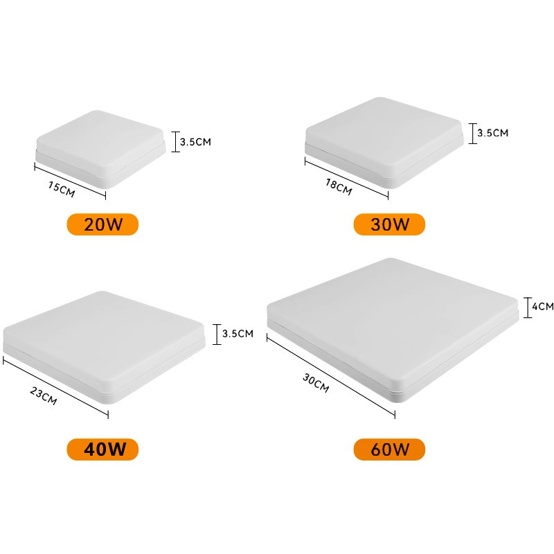 CANMEIJIA Đèn Led Gắn Trần Hình Vuông 20W 30W 40W 220V Trang Trí Phòng Khách/Phòng Ngủ