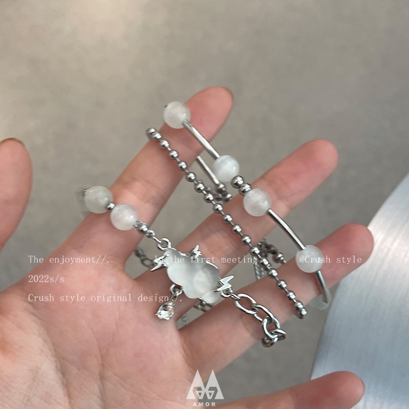 Vòng Tay Đính Đá Mắt Mèo Đa Năng Thiết Kế Cá Tính Thời Trang Mùa Hè Cho Nữ