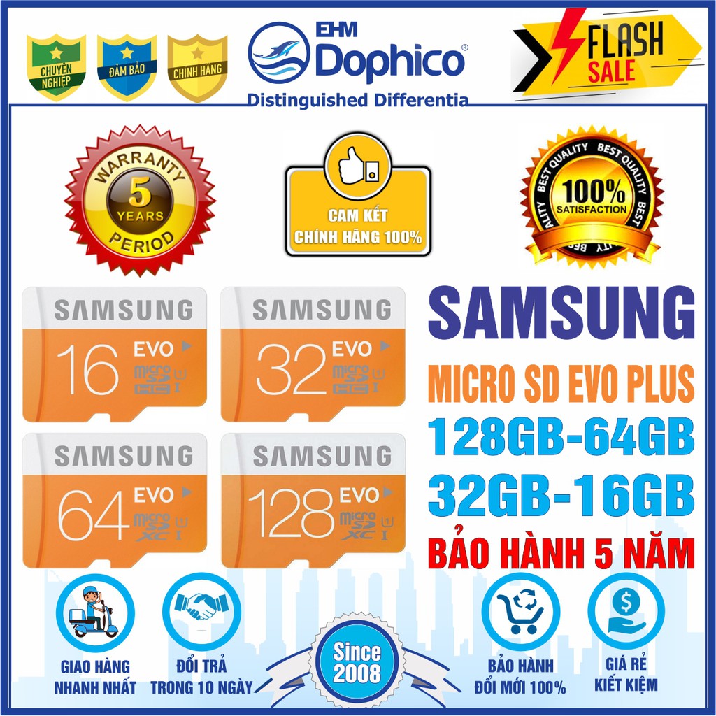 Thẻ nhớ Samsung 128GB/64GB/32GB/16GB – MicroSD SAMSUNG EVO PLUS – CHÍNH HÃNG – Bảo hành 5 năm – Kèm Adapter | BigBuy360 - bigbuy360.vn