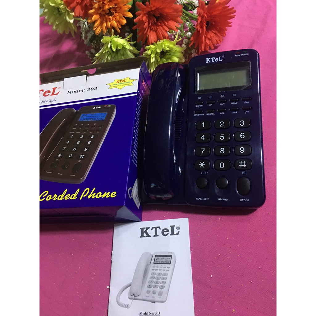 Điện thoại bàn, cố định có dây chuông to, hiện số gọi đến -  Ktel 303 - BH 12 tháng