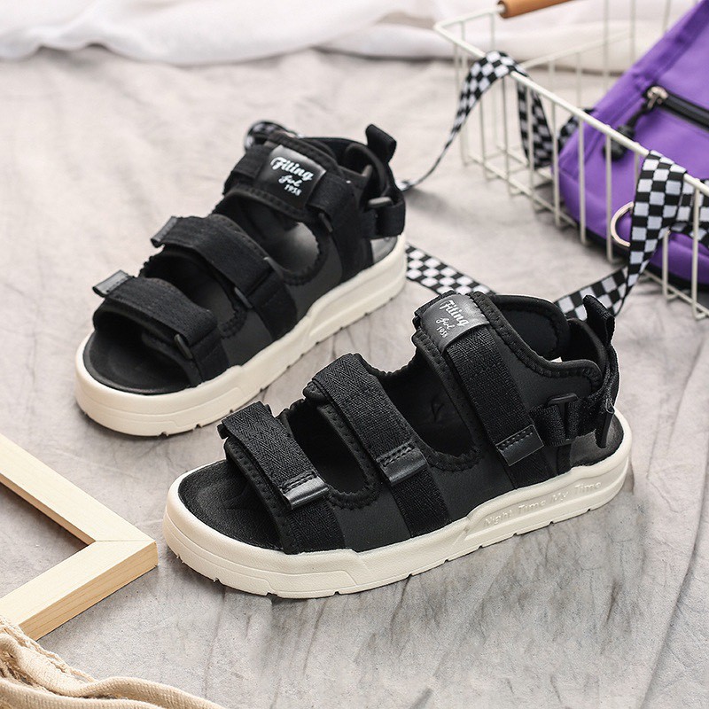 (2 MÀU) Sandal nữ thời trang Ulzzang quai vải chữ ký hoa cúc hót nữ tính