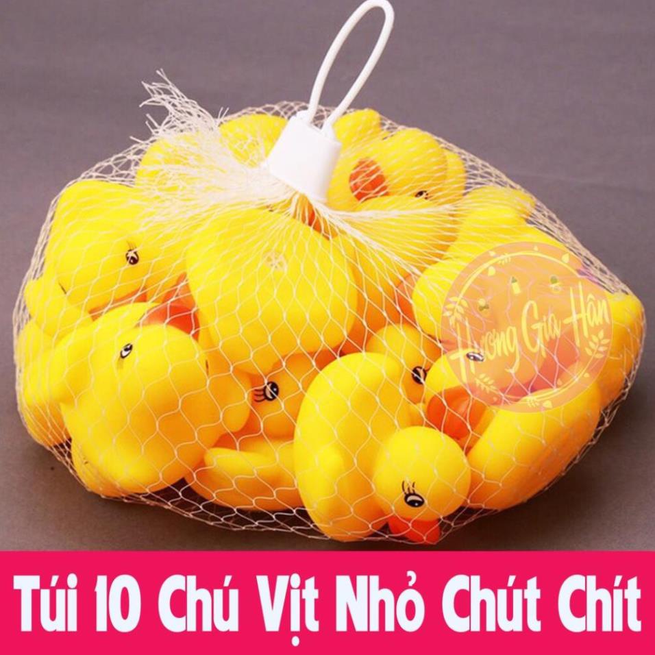 Set 10 con vịt cao su bóp kêu chíp chíp đồ chơi thả bồn tắm cho bé [Thanh Mai Shop]