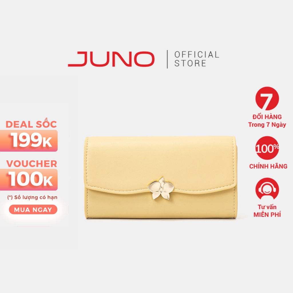 Ví Dài Nữ Thời Trang JUNO The Rebirth Đính Khoá Hoa Trang Trí VI170