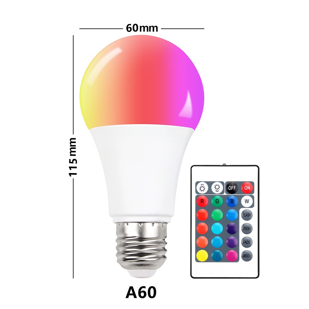 Bóng Đèn Led RGBW E27 7W 12W 15W 15W 24 Phím Điều Khiển Từ Xa AC85-265V
