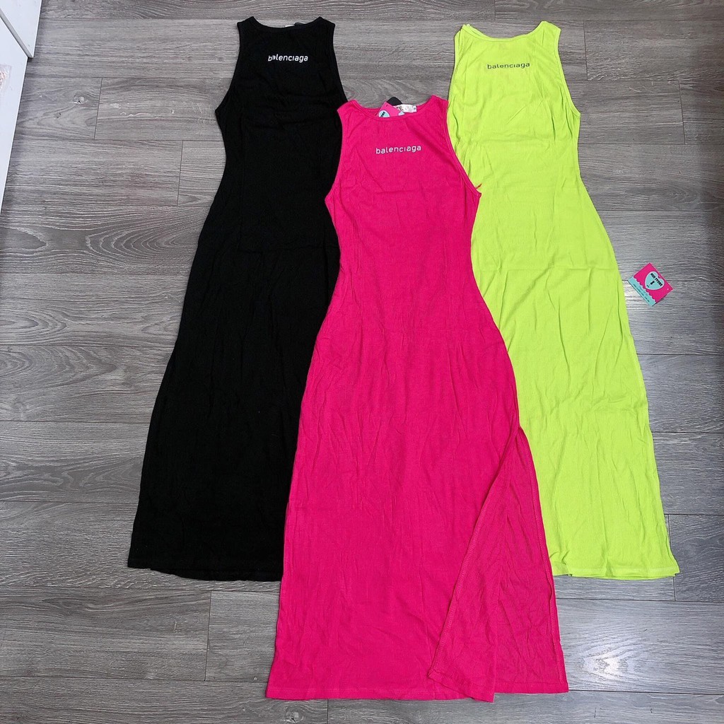 Đầm ba lỗ xẻ tà hot hit baa len thun bozip mềm | BigBuy360 - bigbuy360.vn