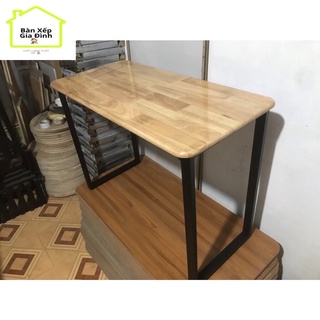 Bàn làm việc gỗ cao su chân sắt gấp 50*100*75