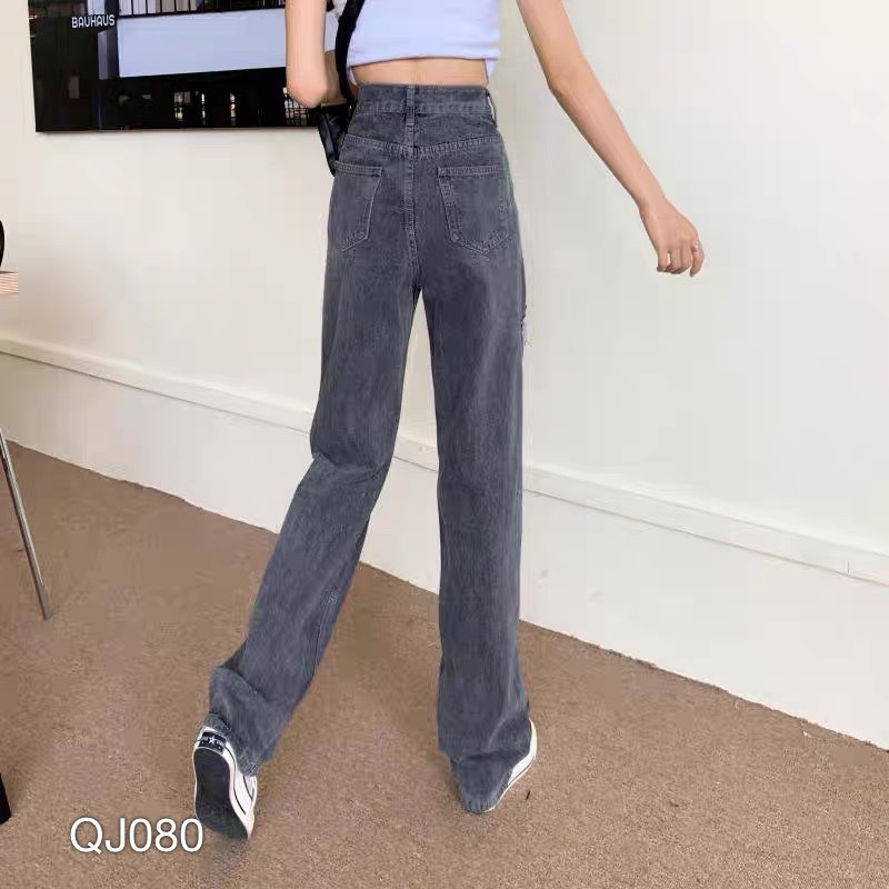 Quần Jean nữ VN CLO ống rộng rách - QJ080