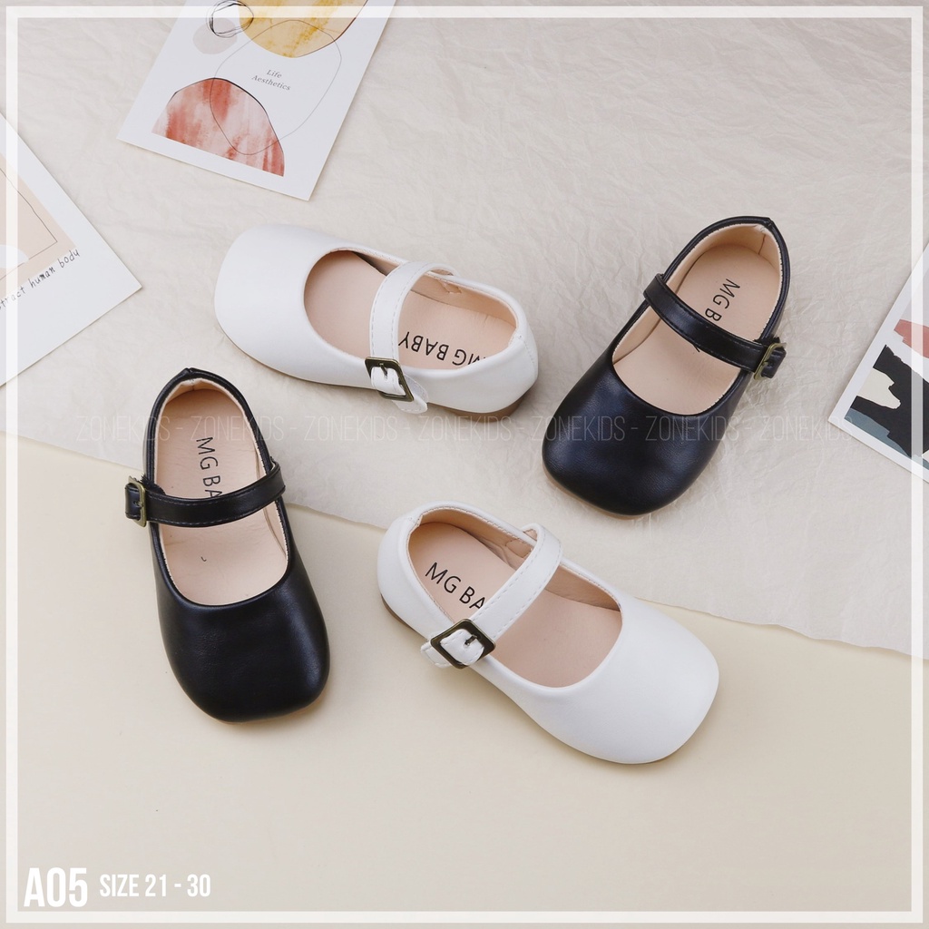 Giày búp bê trơn da lì cho bé gái Zonekids - A05