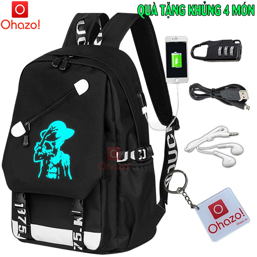 Balo nam nữ đi học thời trang Luffy phát sáng độc đáo -TẶNG cápUSB+Khóasố+TaiNghe+Móckhóa- Cặp đi học HOT nhất 2021