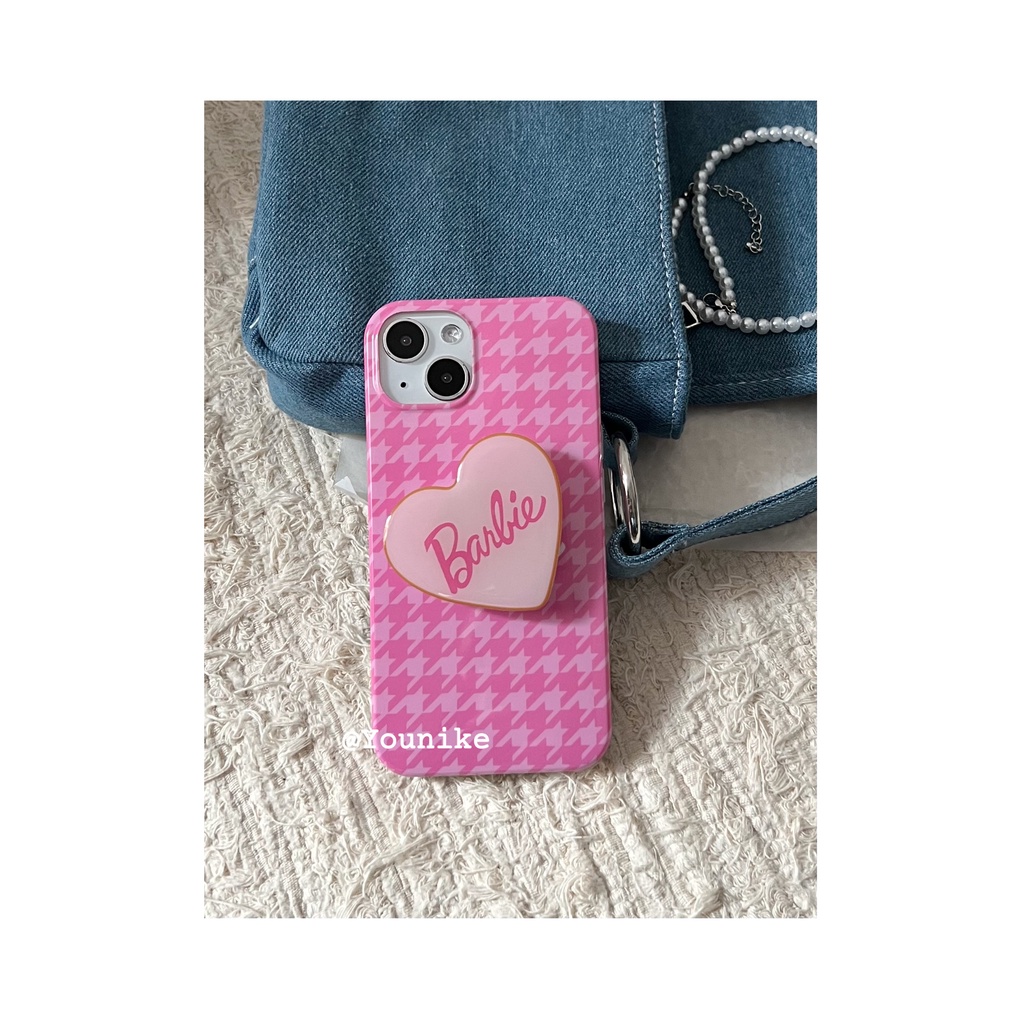 Ốp Điện Thoại Mềm Họa Tiết Caro Màu Hồng Nữ Tính Cho 15 / 13pro / 12promax / 14 / 11