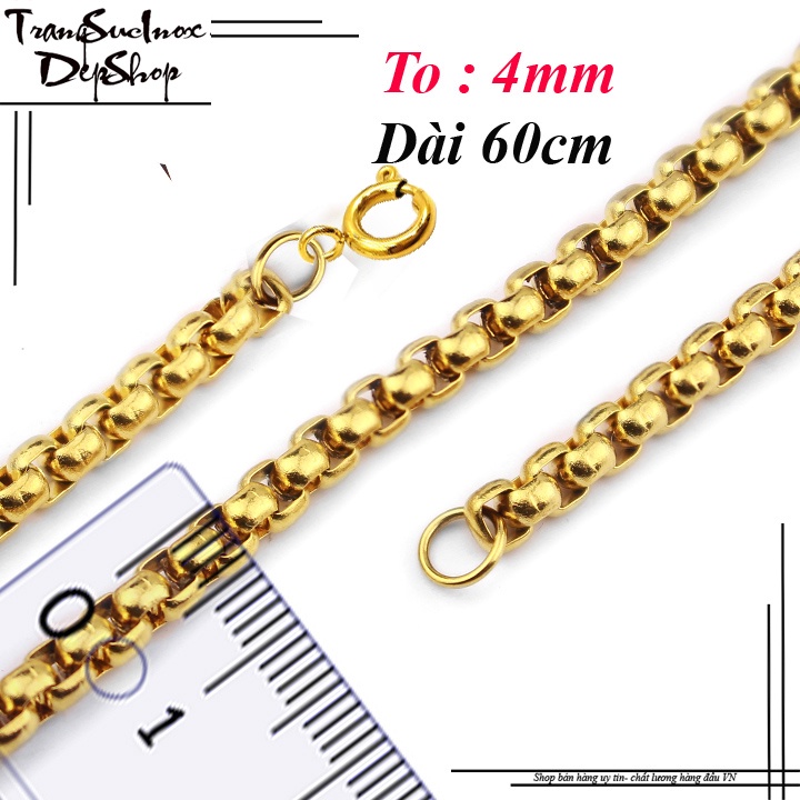 Dây chuyền inox kiểu bông dừa khít mạ vàng khóa vip sang trọng, siêu đẹp, bền màu và không đen, không gỉ