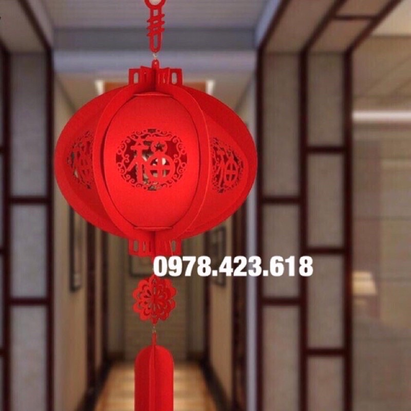 Lồng Đèn kéo quân 3D khắc chữ Phúc trang trí Tết - chúc mừng năm mới - đèn lồng Trung Hoa