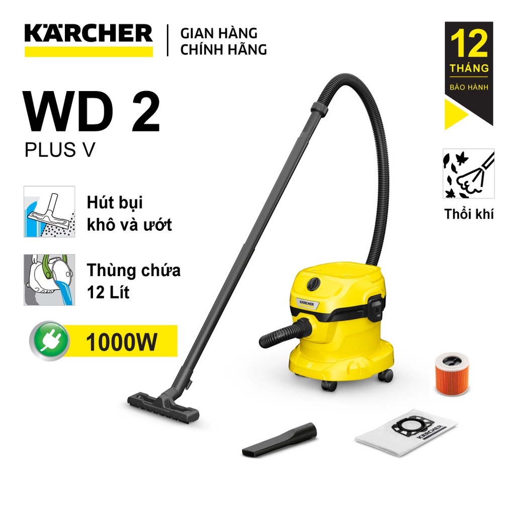 Máy hút bụi khô và ướt Karcher WD 2 Plus V  cải tiến cho dòng máy hút bụi đa năng WD 2 Cartridge filter kit