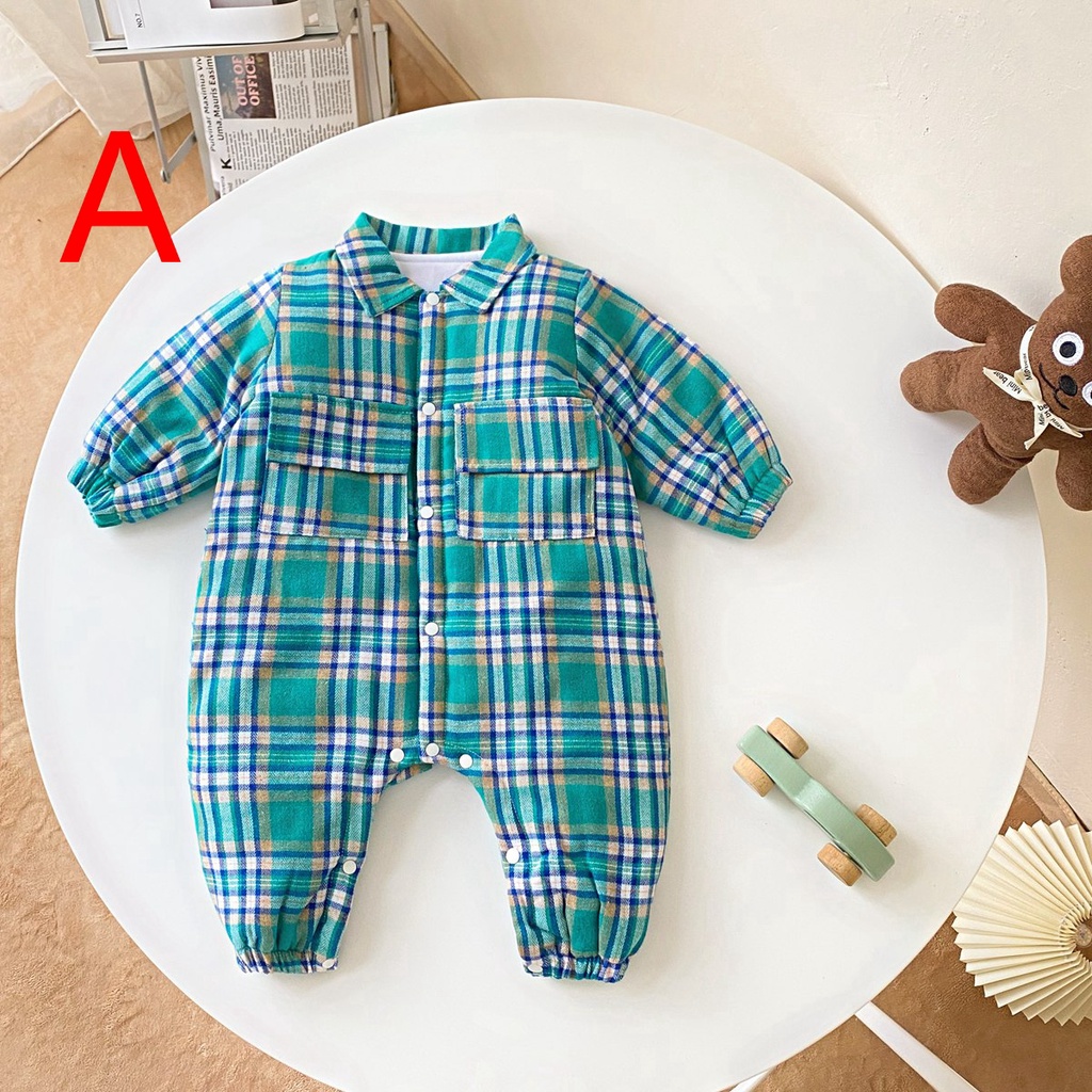 Bộ áo liền quần Sanlutoz cotton kẻ sọc dài tay thời trang cho bé trai