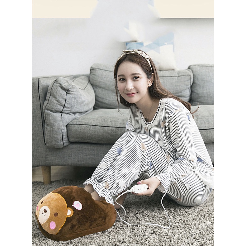 Giày Sưởi Chân Giày Ủ Chân Cắm Điện Nhanh Tỏa Nhiệt Đều Màu Ghi Xám - Bảo Hành 6 Tháng