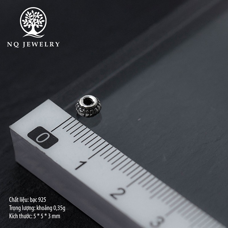 Charm bạc chặn hạt họa tiết bánh xe - NQ Jewelry