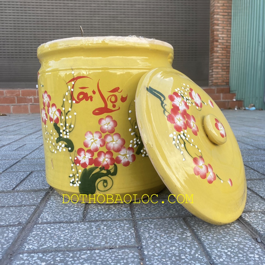 Hũ gạo Tài Lộc Bát Tràng cao 42cm đựng được 25 kí gạo