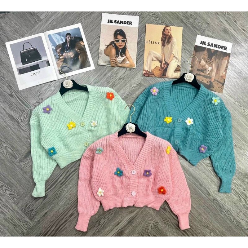 ÁO KHOÁC LEN CADIGAN BÔNG HOA