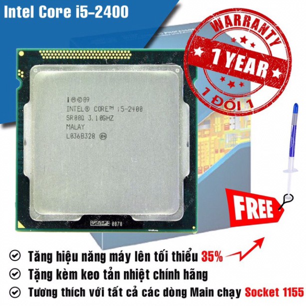 [CPU] Bộ vi xử lý Intel Core i5 2400 3.1GHz( 4 lõi, 4 luồng), Bus 1066/1333MHz, Cache 3MB