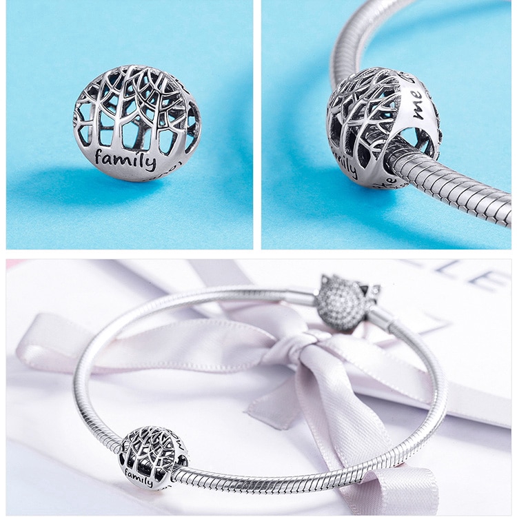 Hạt phụ kiện Bamoer bạc 925 hình cây sự sống trang trí vòng tay Diy thời trang