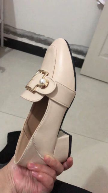 [A5](Kèm ảnh thật)Giày Mọi Nữ gót 3p nữ Kiểu dáng Vintage Đính khoá hạt ngọc | BigBuy360 - bigbuy360.vn