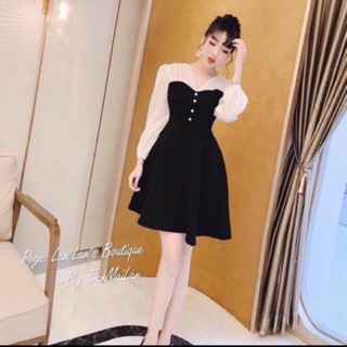 Đầm cúc phối tay voan