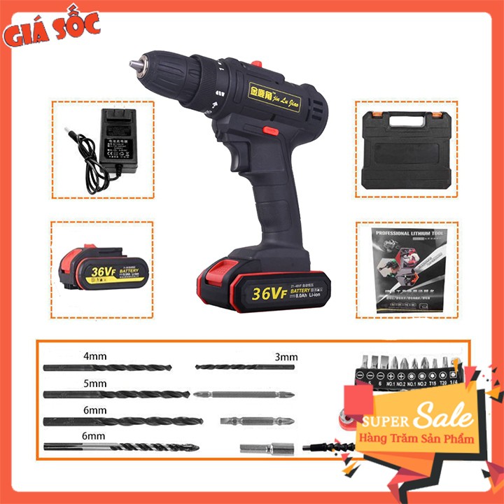 Máy Khoan Đa Năng Dùng Pin, Máy Bắt Vít Siêu Mạnh 36V 1 Pin full hộp phụ kiện
